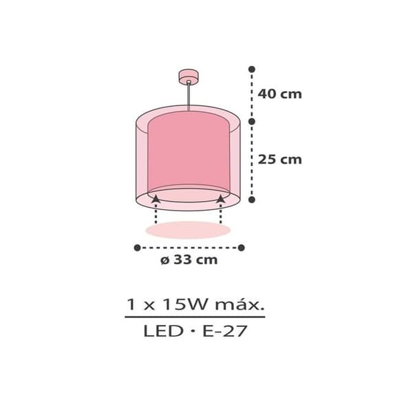 Barnsäng - DALBER - Moln motiv rosa - PVC lampskärm - L 33 cm, H 25 cm