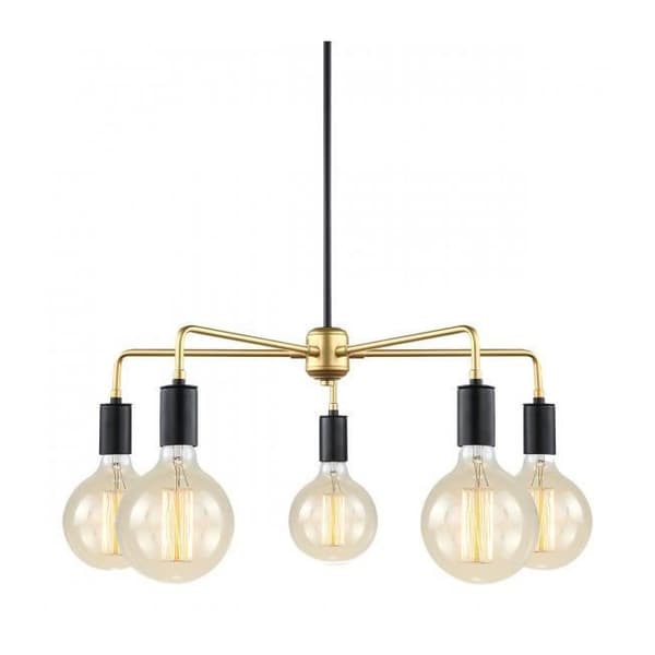 Modern hänglampa - ITALUX - Malene - Svart - Guld - 5 E27-lampor - 60 cm