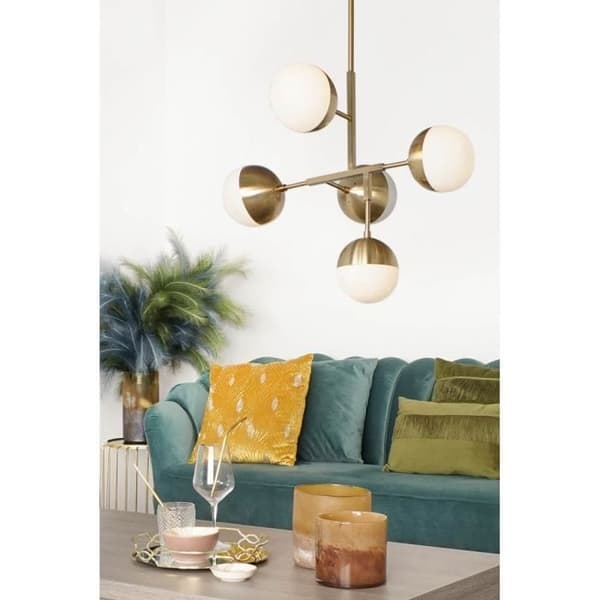 Upphängning - DKD Home Decor - Metall Guldglas - 74 x 52 x 168 cm - E14 - 2 nödvändiga glödlampor