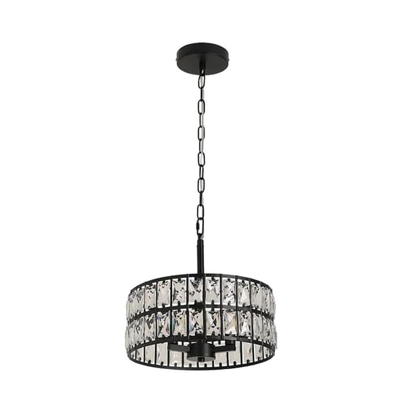 Modern kristallpendellampa, justerbar höjd, dimbar LED,svart 1st