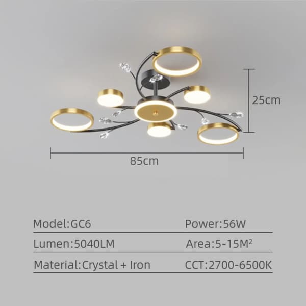 Kronljus Taklampor, 6 Ljus,6 Lightis, APP och RC Dimmbar