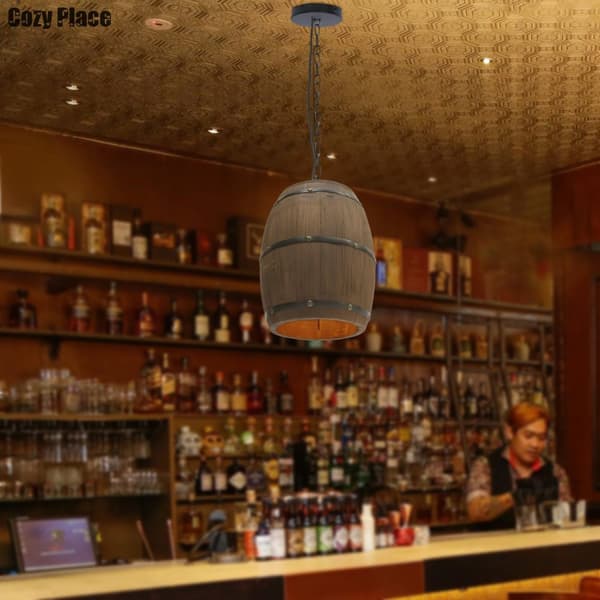 Lampen Vintage Kandelaber, Justerbar Højde, Holdbart Træ og Jern, Unik Vinfad Design