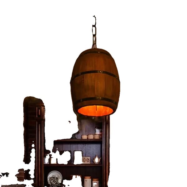 Lampen Vintage Kandelaber, Justerbar Højde, Holdbart Træ og Jern, Unik Vinfad Design
