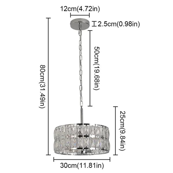 Modern kristallpendellampa, justerbar höjd, dimbar LED,silverfärgad 1pcs