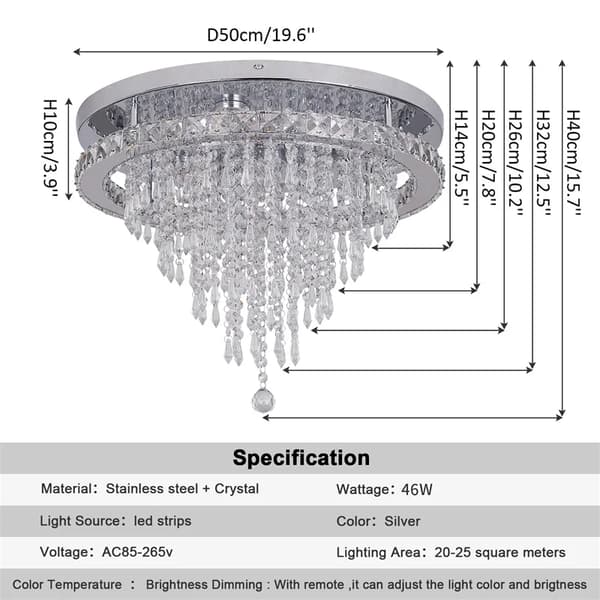 Modern minimalist taklampa, dimbar LED-takljus, finns i storlekarna 45 cm och 50 cm,Dia50cm, Varm Vit