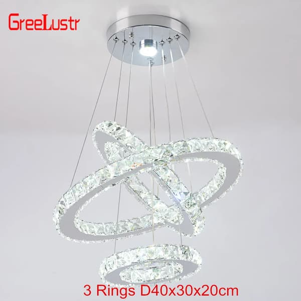 Modern LED-krona, stilren design, anpassningsbar belysning,dämpning med fjärrkontroll, 3Ringar D40xD30xD20cm