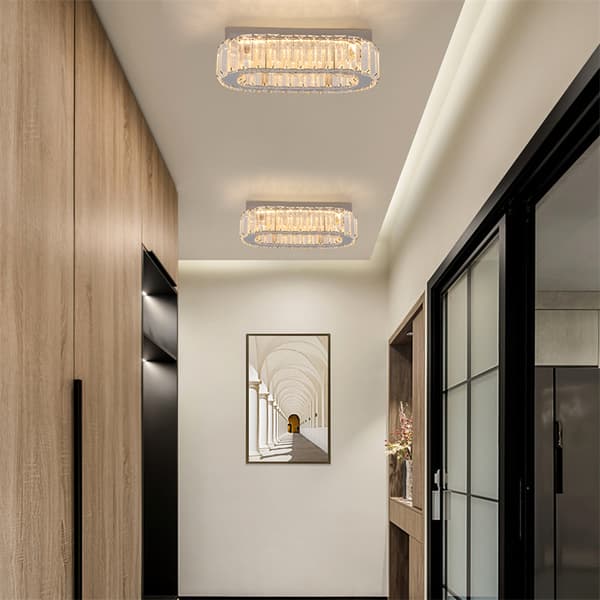Modern kristalltaklampa, energieffektiv LED-belysning, stilren oval design,förändringsbar