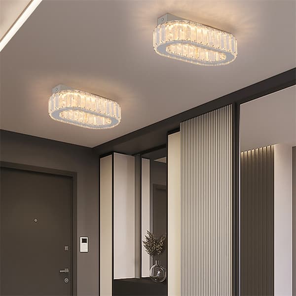 Modern kristalltaklampa, energieffektiv LED-belysning, stilren oval design,förändringsbar