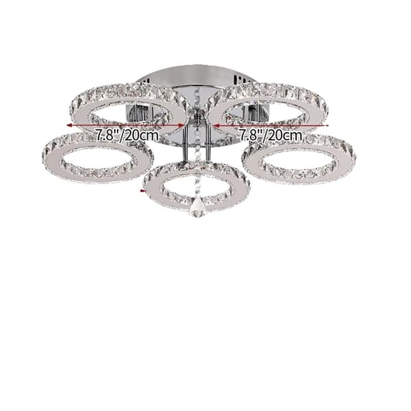 Modern LED Kristallpendellampa, Stilren Design i Rostfritt Stål,Varmt ljus utan RC, 5 Ringar