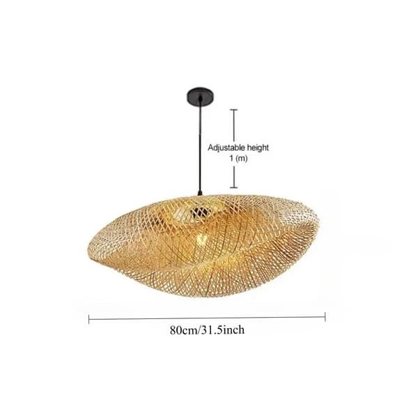 Handvävd bambuskrona, justerbar höjd,80CM, Ingen lampa