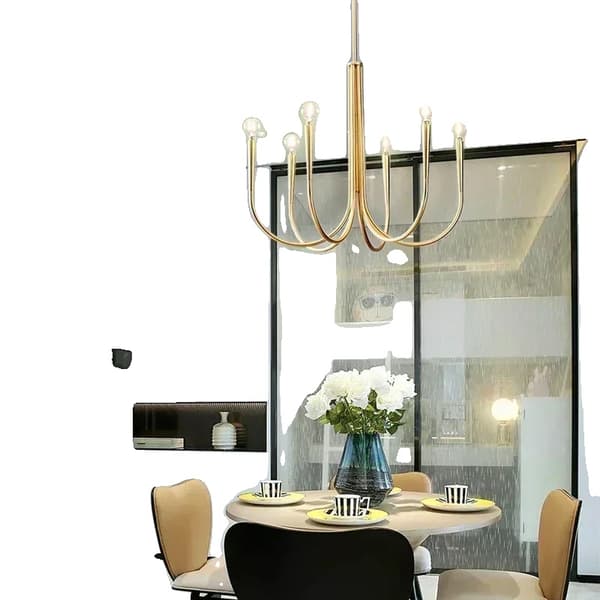 LED-krona, justerbar höjd, 30W/45W alternativ,guld 6 huvud, varmt ljus
