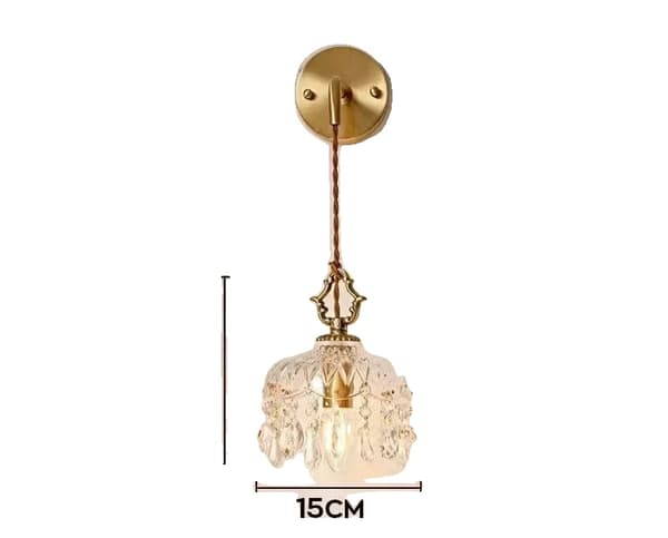 Vintage Retro Hängande Kandelaber, Guld Kropp, E14 Bas Typ,varmt ljus, Vägglampa -15cm