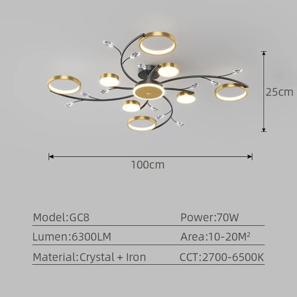 Lyxig LED-krona, 90W effekt, 8100LM ljusstyrka,8 huvuden