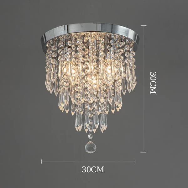 Loftlampe, Elegant Krystal Design, 5W E14 Stik,Varm hvid, Gennemsigtig Krystal, Sølvplade