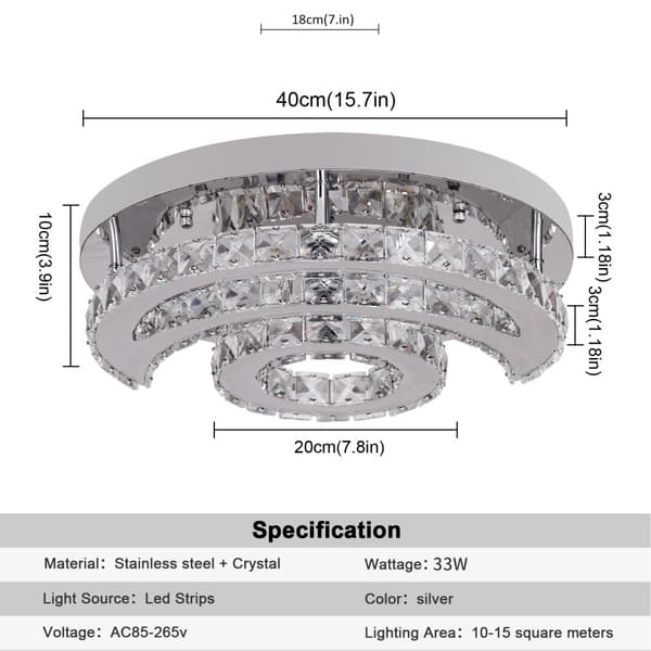 Kristall LED Taklampa, Bytbara Ljusfärger, Elegant Måne- och Soldesign,D40cm, föränderlig