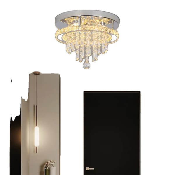 Kristall LED Taklampa, Bytbara Ljusfärger, Elegant Måne- och Soldesign,D30CM, Kall Vit