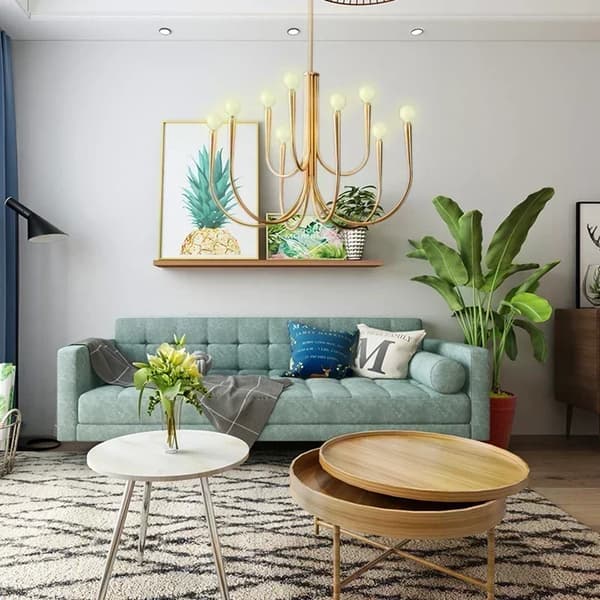 LED-krona, justerbar höjd, 30W/45W alternativ,guld 9 huvud, varmt ljus
