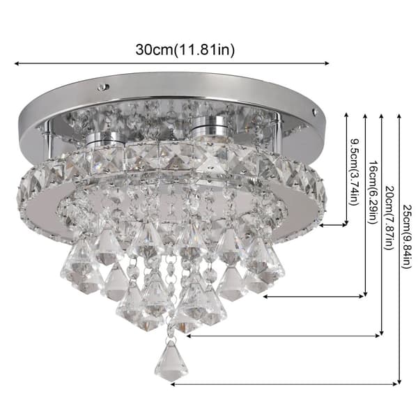 Kristall LED Pendellampa, Dimbar, Modern Design,D30 cm, Kall Vit