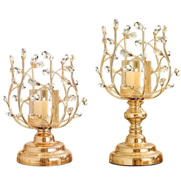 Järnljusstake, Elegant Guldfinish, Idealisk för Diwali-dekoration,L