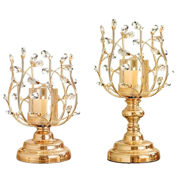 Järnljusstake, Elegant Guldfinish, Idealisk för Diwali-dekoration,L