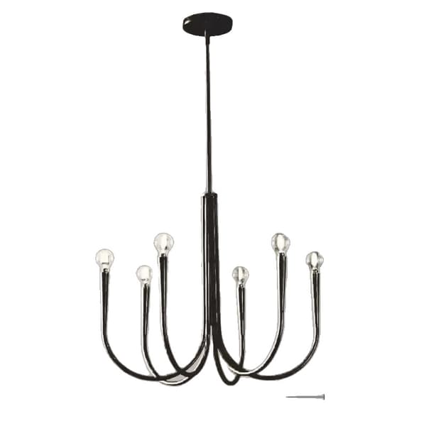 LED-krona, justerbar höjd, 30W/45W alternativ,varmt ljus, svart 6 huvud