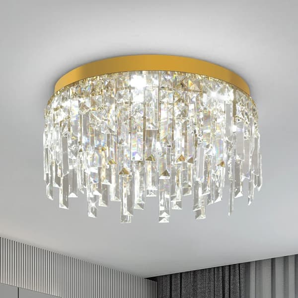 Kristall LED Takkrona, Guld Krom Finish, Dimbar LED-lampa,B-Guld kropp, Dia50cm H20cm, föränderlig