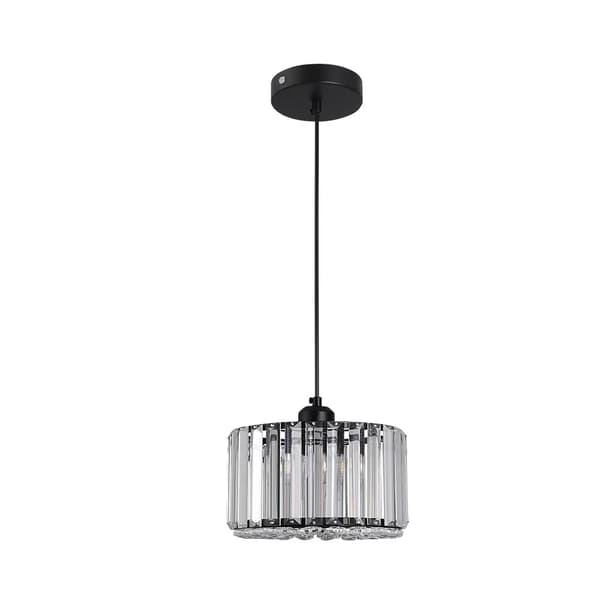 Kristallpendellampa, Elegant Design, Justerbar Längd,C stil Svart