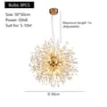 Miniatyrbillede 2 af 2: LED Pusteblomst Lysekrone, 8 Lyskilder, Justerbar Højde,3 farve dæmpning, guld 8 lys