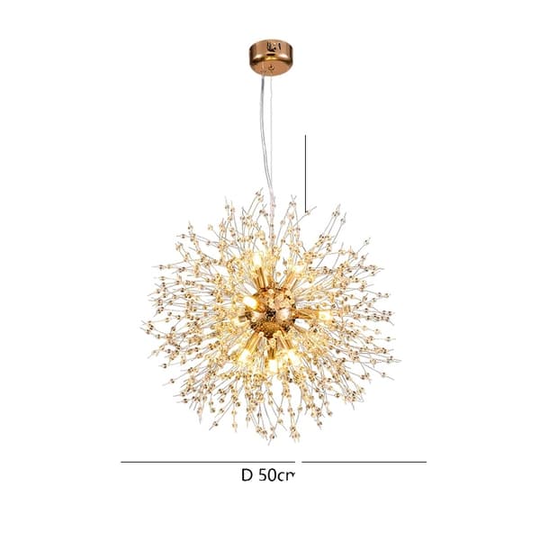 LED Pusteblomst Lysekrone, 8 Lyskilder, Justerbar Højde,3 farve dæmpning, guld 8 lys