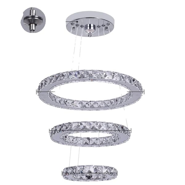 Indendørs Ring Led Krone Lysekrone, Luksus K9 Krystal, Hængende Armatur,Varm Hvid, D20X30X40 cm