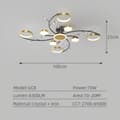 Miniatyrbild 2 av 2: Modern LED Taklampa, Dimbar, Kristall + Järn,8 huvuden
