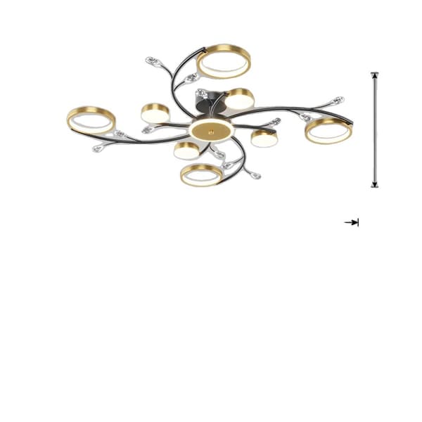 Modern LED Taklampa, Dimbar, Kristall + Järn,8 huvuden