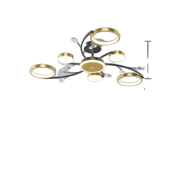 Modern LED Taklampa, Dimbar, Kristall + Järn,6 huvuden