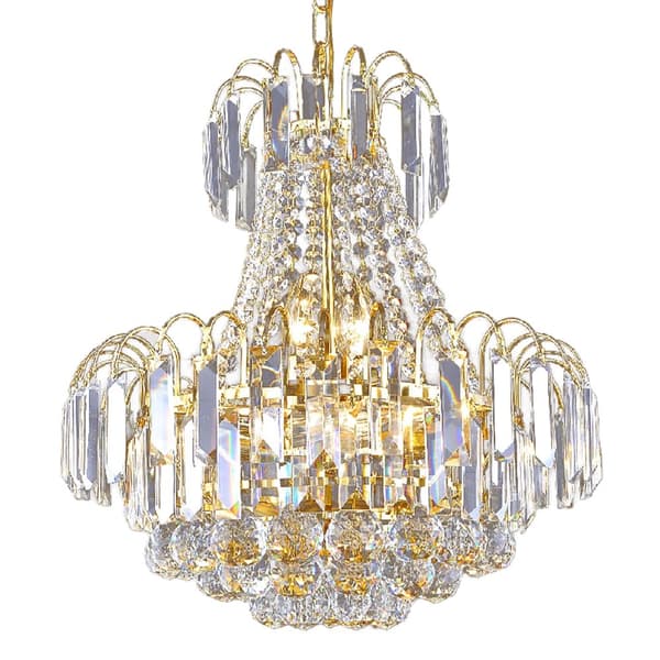 Modern kristallkrona, elegant guldfinish, optimal belysningslösning,Klar