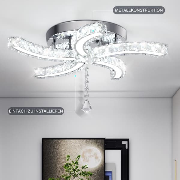 Kristall LED Taklampa, Modern Stilren Design, Energibesparande Belysning,Kall vit, 50cm, 24W