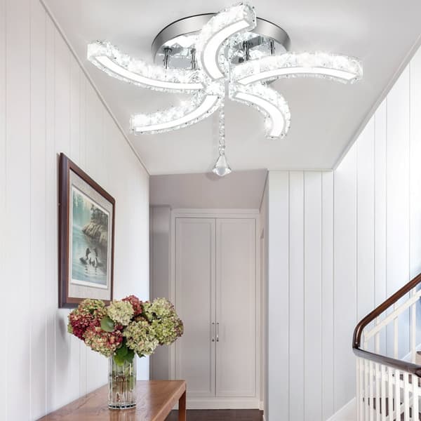 Kristall LED Taklampa, Modern Stilren Design, Energibesparande Belysning,Kall vit, 50cm, 24W