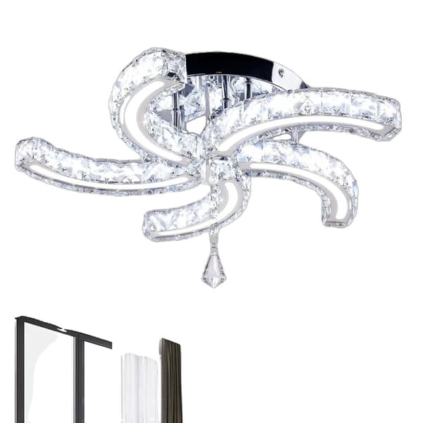 Kristall LED Taklampa, Modern Stilren Design, Energibesparande Belysning,Kall vit, 50cm, 24W