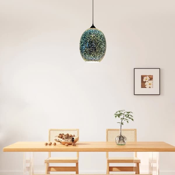 LED 3D Fyrverkeri Kandelaber, Justerbar Upphängningskabel, Flerfärgad Glasdesign, Lämplig för Olika Rum
