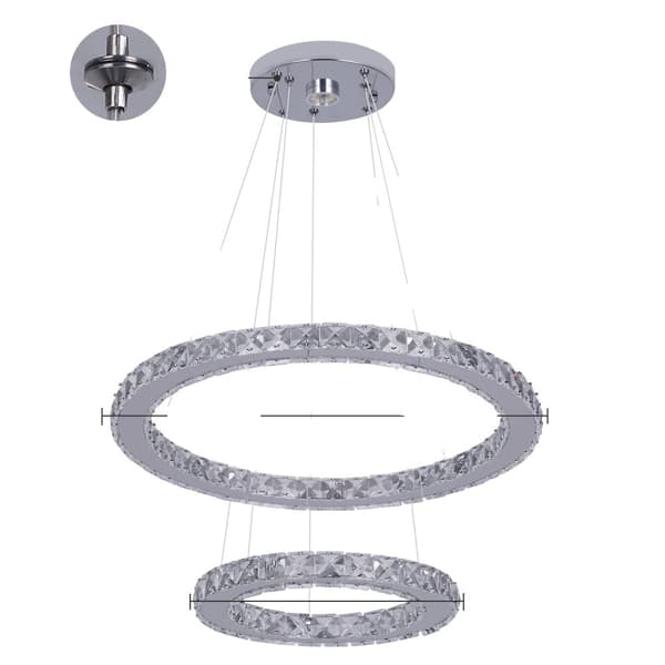 Kristallpendellampa, justerbar höjd, fjärrkontrollsfunktionalitet,Med fjärrkontroll, 30 50cm-silverfärgad