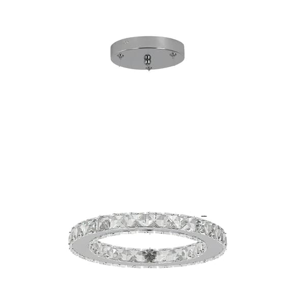 Kristallhängen ljus, dimbar, justerbar höjd,Dimmable RC, 30cm ring krom