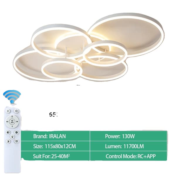 Modern LED Taklampa, Dimbar, Fjärrkontroll, Halvinfälld Montering,VIT