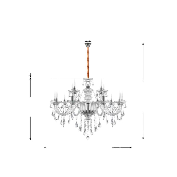 Kronlampa, K9 Kristalldesign, Justerbar Höjd, 15 Glödlampor,15armar Klar