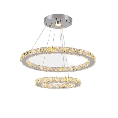 Ylellinen kristalli-LED-riippuvalaisin, vaihdettava valon väri, moderni muotoilu,2 renkaat D50XD30cm, Lämmin Valkoinen