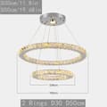 Miniatyrbillede 2 af 2: Luksus Krystal LED Hængelampe, Skiftbar Lysfarve, Moderne Design,2 ringe D50XD30cm, Kold Hvid