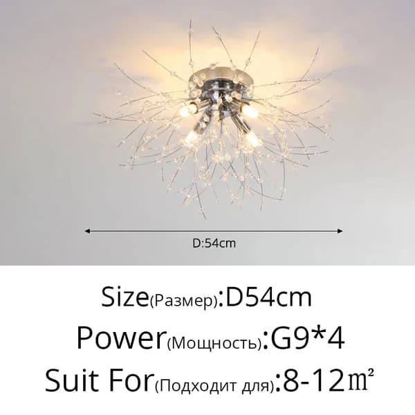 LED-krona, D54cm, fjärrkontrollsdrift,G9 Silver 4h, G9