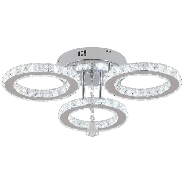 Kristallkrona, LED-ljusstyrka dimbar, infälld design,3 ringar, Cool White Ingen RC