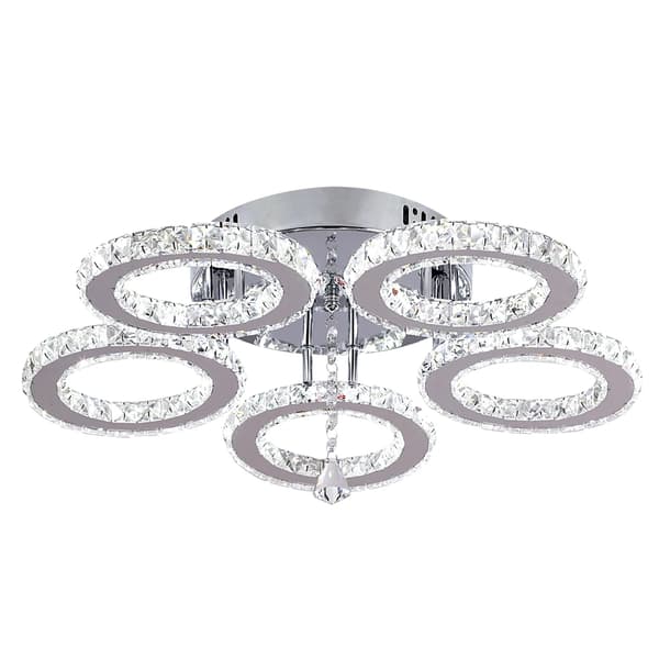 Kristallkrona, LED-ljusstyrka dimbar, infälld design,5 ringar, RC-dimring