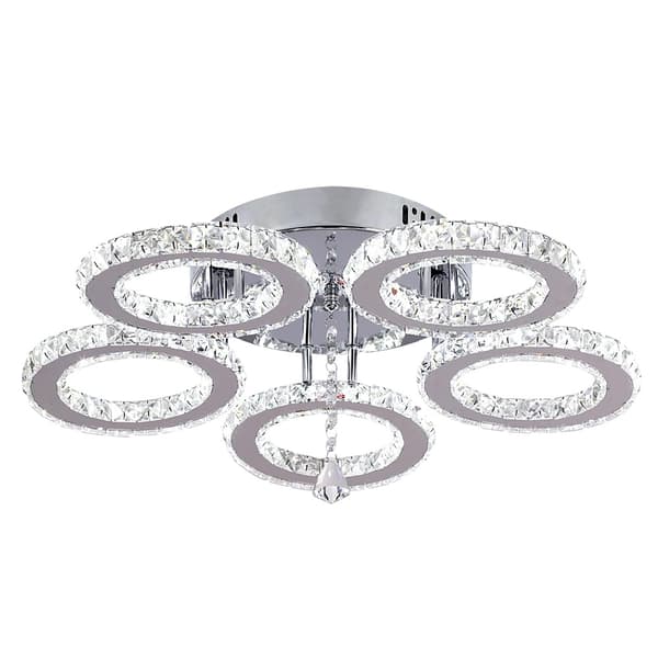 Kristallkrona, LED-ljusstyrka dimbar, infälld design,5 ringar, RC-dimring