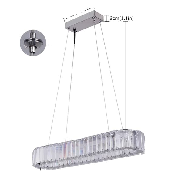 Modern kristallkrona, justerbar höjd, energieffektiv LED,föränderlig, oval 57 cm