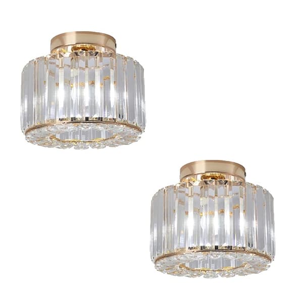Kristallkrona Hänglampa, Kristall Design, Lyxig Heminredning, guld B 2 st, varmvit